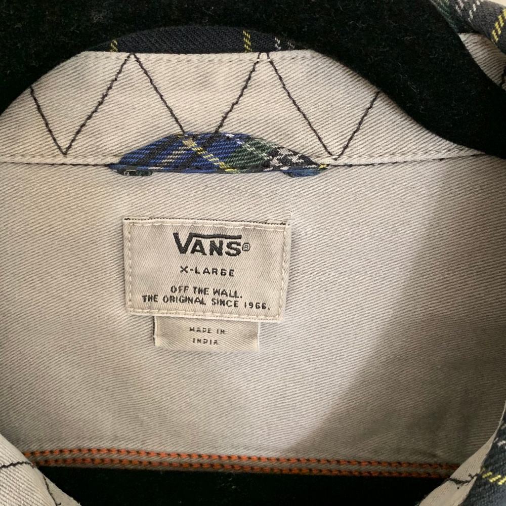 SOLD!Vans Off the Wall Blue Green Flannel Shirt XL - Picture 5 of 8
